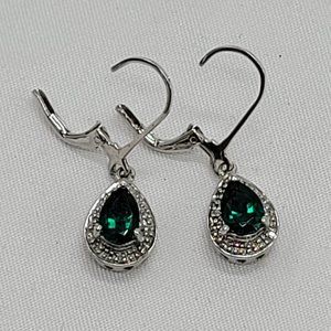 JTV/HSN 925 green topaz teardrop earrings